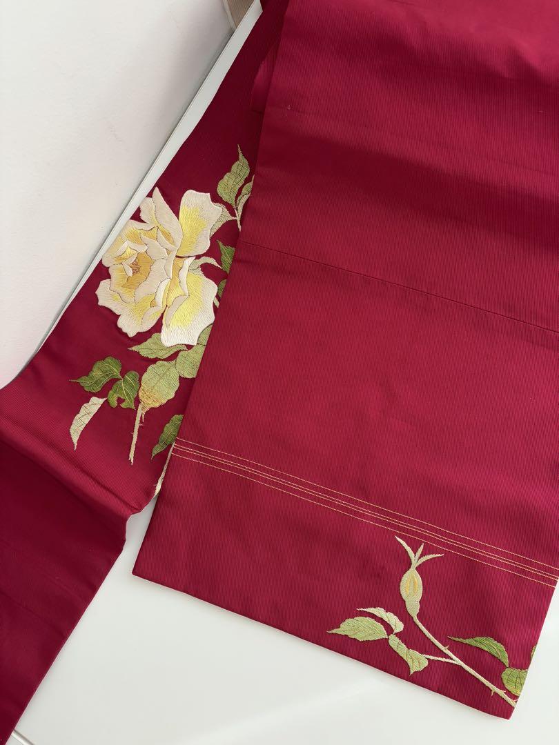 名古屋帯 薔薇の刺繍帯