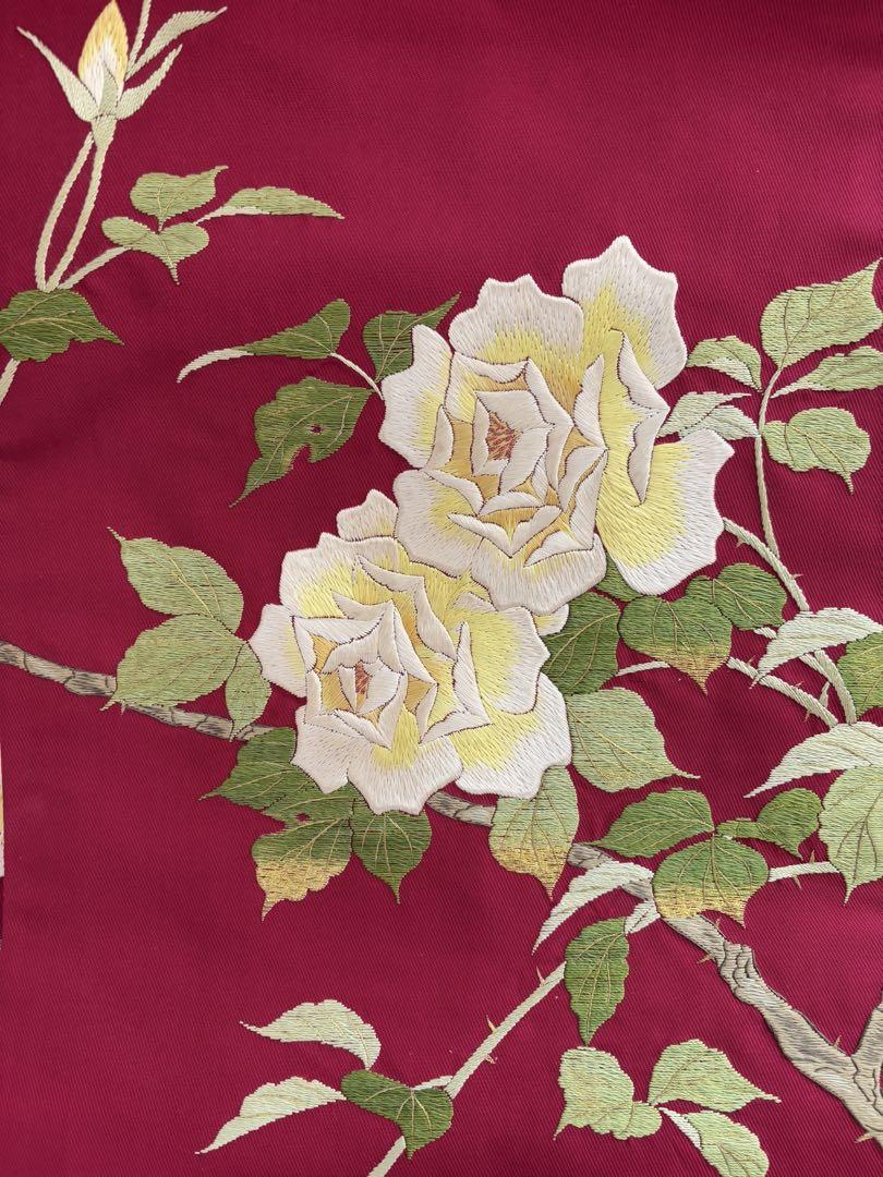 薔薇の刺繍帯 ローズ色