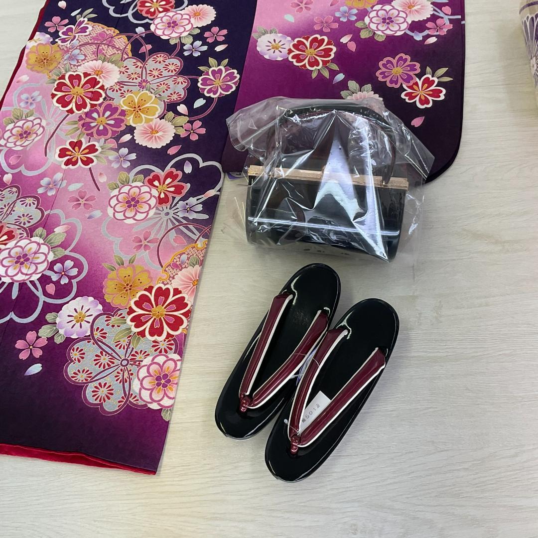 あーこ　美品　正絹お振袖　7点フルセット　M～Lサイズ　紫