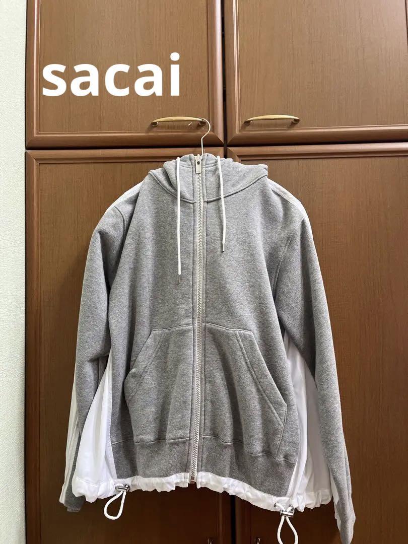 sacai 】異素材ジップパーカー-