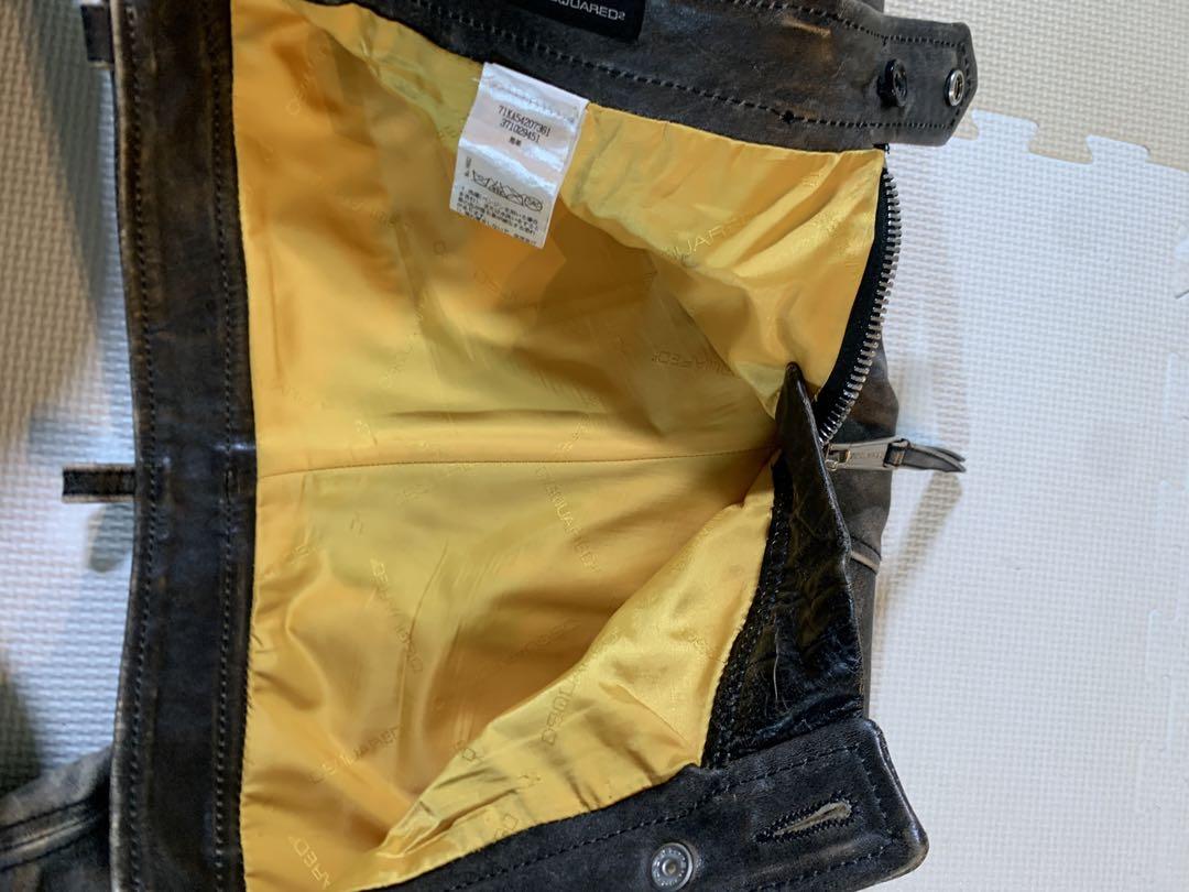 dsquared2 ダメージ加工レザーパンツ