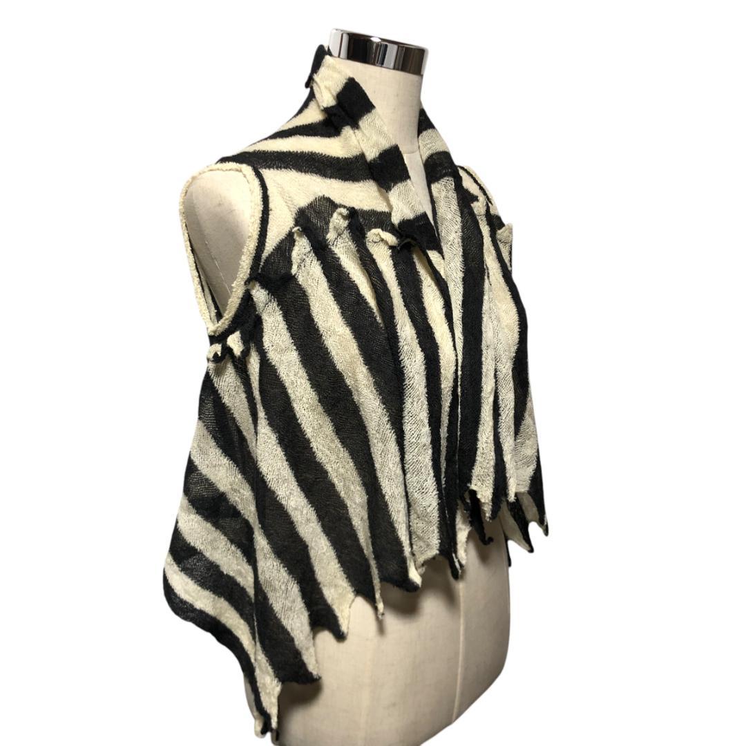HaaT ISSEY MIYAKE 変形 ローゲージ ニット 羽織り ストライプ