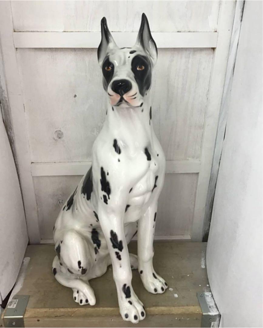 グレードデーン 陶器 置物 オブジェ インテリア 犬 白黒  イタリア製 グレードデーン 陶器 置物 オブジェ インテリア 犬 白黒 イタリア製