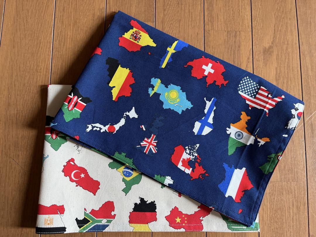 国旗と国の形★単品ランチョンマット２枚セット40×60★学習補助給食ナフキン