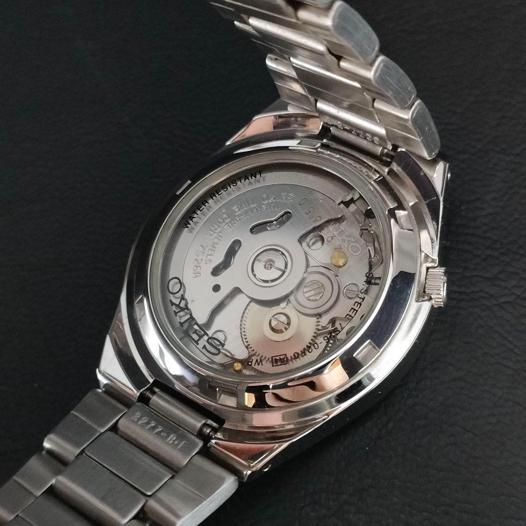 美品　SEIKO5　セイコーファイブ　ホワイト　シルバー　自動巻き　メンズ　時計