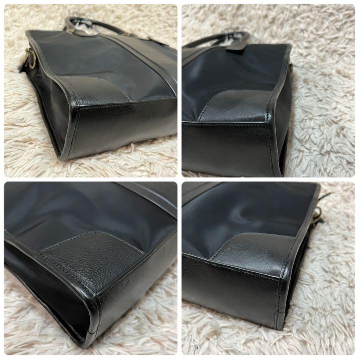 お見舞い 美品 Coach レザー ナイロン ブリーフケース ビジネスバッグ Pc Teleacv Cl