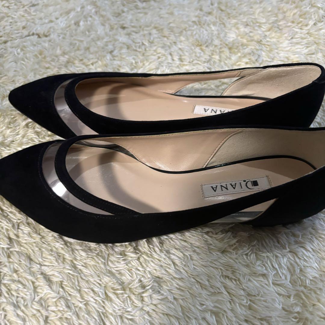 極美品✨DIANA フラットパンプス　24.5 ポインテッドトゥ　黒　ブラック