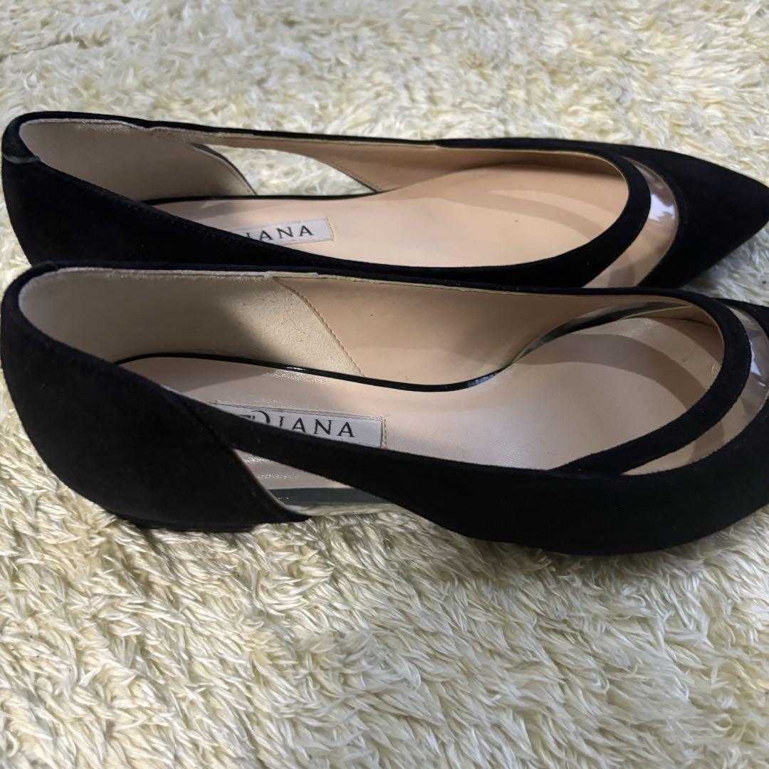極美品✨DIANA フラットパンプス　24.5 ポインテッドトゥ　黒　ブラック