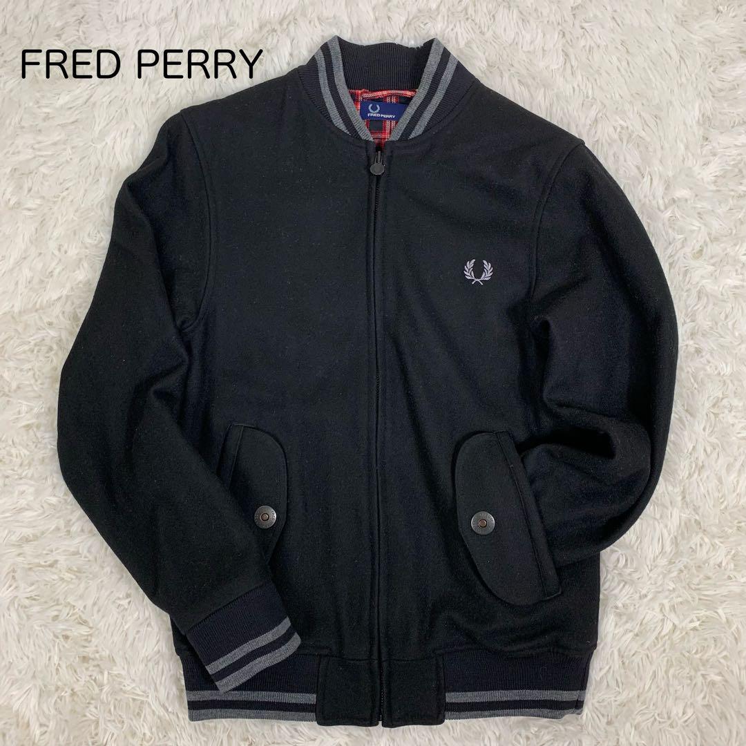 Fred Perry ブラック ジップアップジャケット フレッドペリー スタジャン ブラック ジップアップジャケット