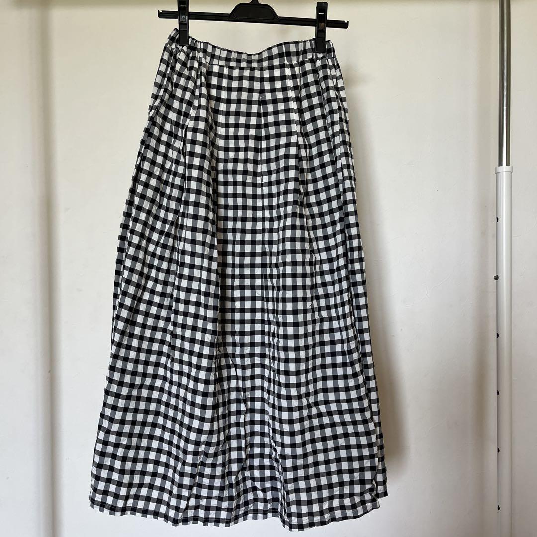 【美品】IENAギンガムチェック ロングスカート 34サイズ 日本製