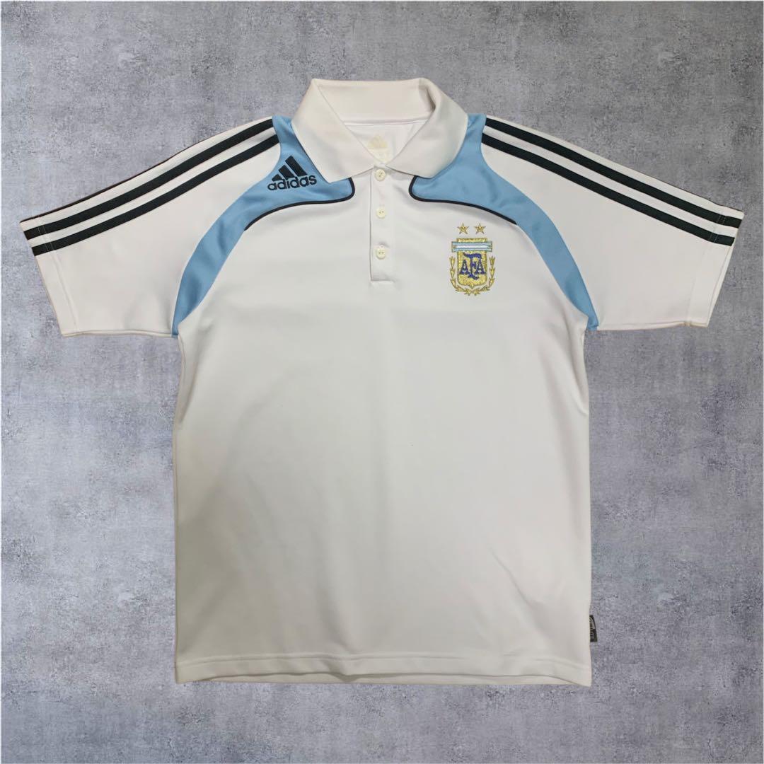 adidas アルゼンチン代表 ポロシャツ 青 アディダスアルゼンチン代表ポロシャツМサイズ - メルカリ