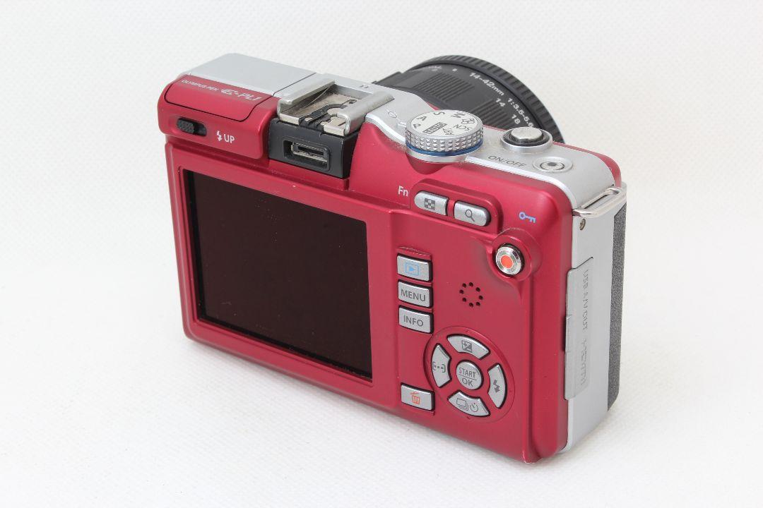 【在庫限り】 極美品 楽々スマホ転送 OLYMPUS PL1 レッド 革ケース付 訳あり デジタルカメラ