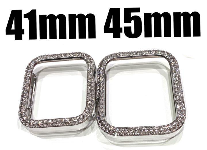即納大人気 45mm カバー &ベルト本革 WTFwr-m73559461301 ブラックシルバー アップルウォッチカスタムベゼル 超特価低価
