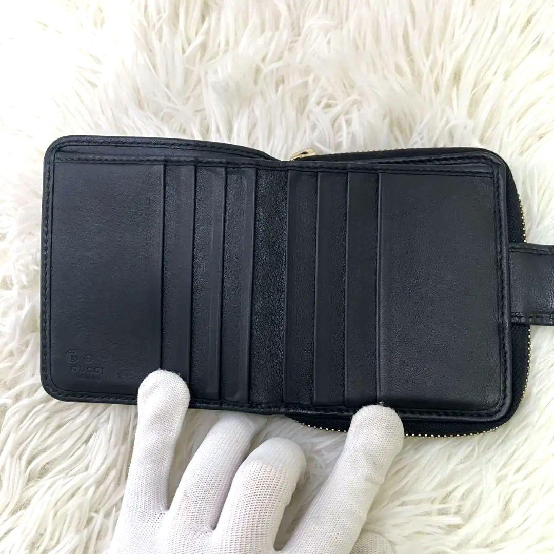 【極美品】グッチ 折り財布 マイクロ シマ レザー GG 付属品完備 黒