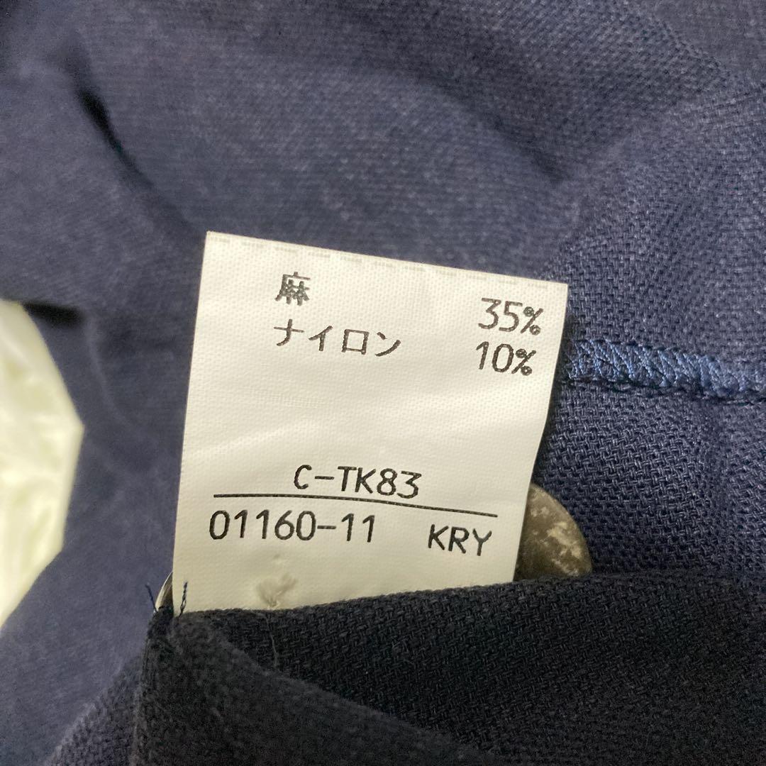 極美品　エヴェックスバイクリツィア　シャツジャケット　紺　薄手　麻　42 XL