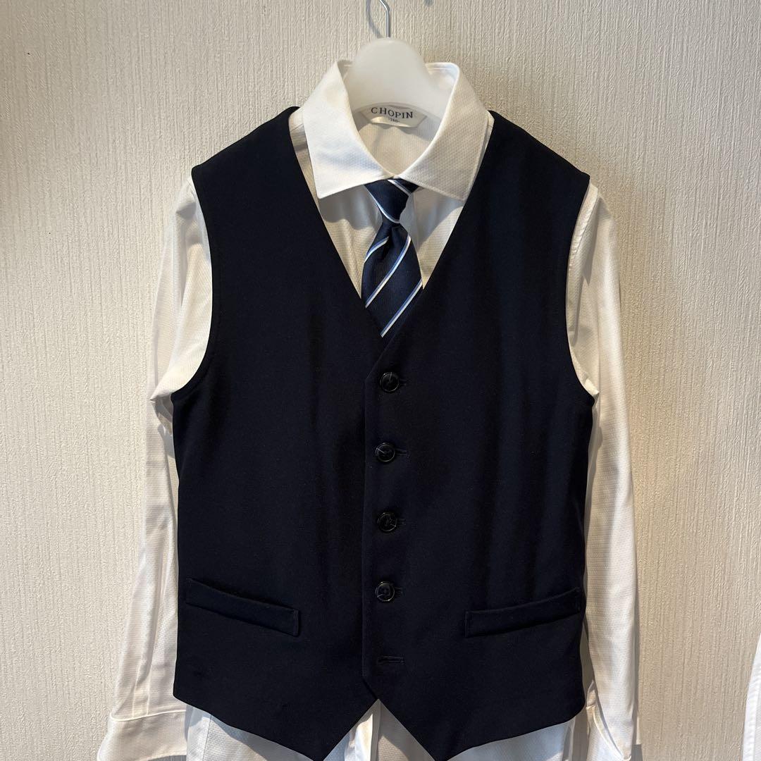 【美品】ショパン スリーピース スーツセット 男の子　ネイビー 卒業式 入学式