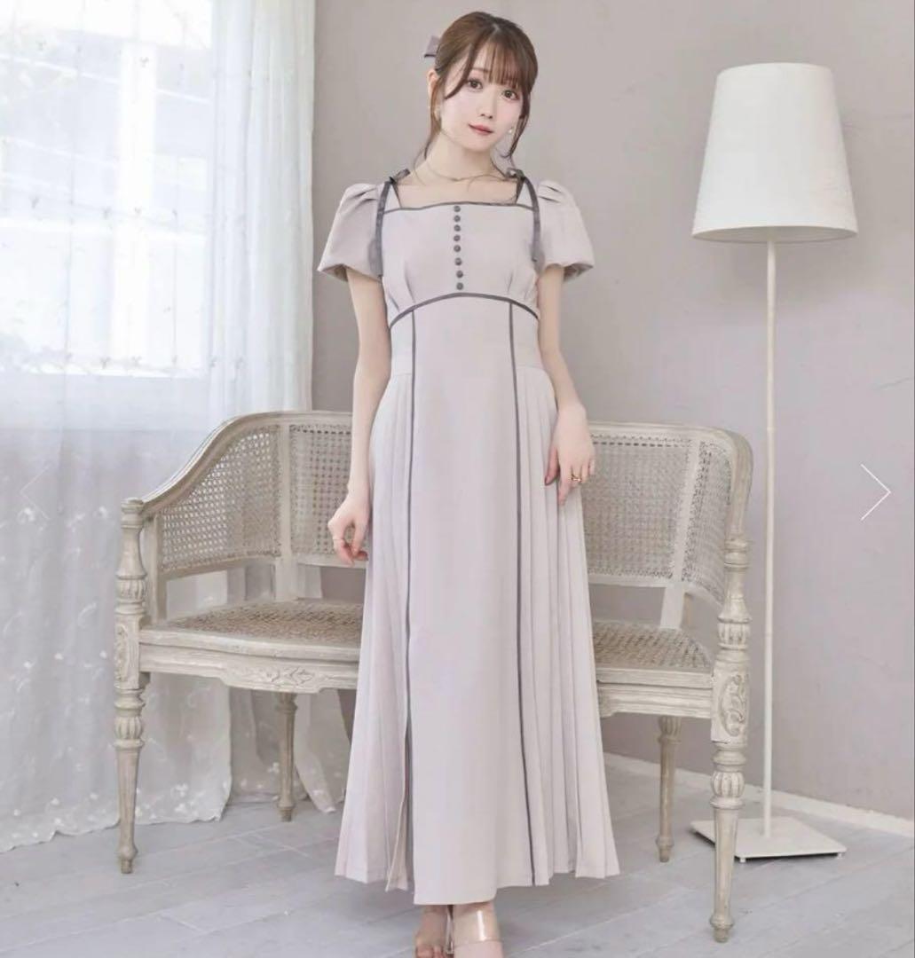 ロゼミューズ side pleats piping one piece