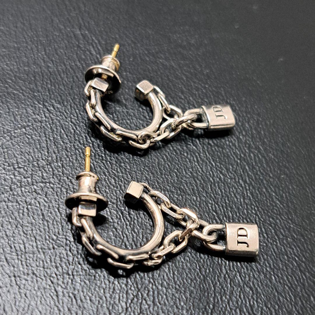 美品 ジャスティンデイビス ピアス パドロック 925 K18 コンビ 南京錠