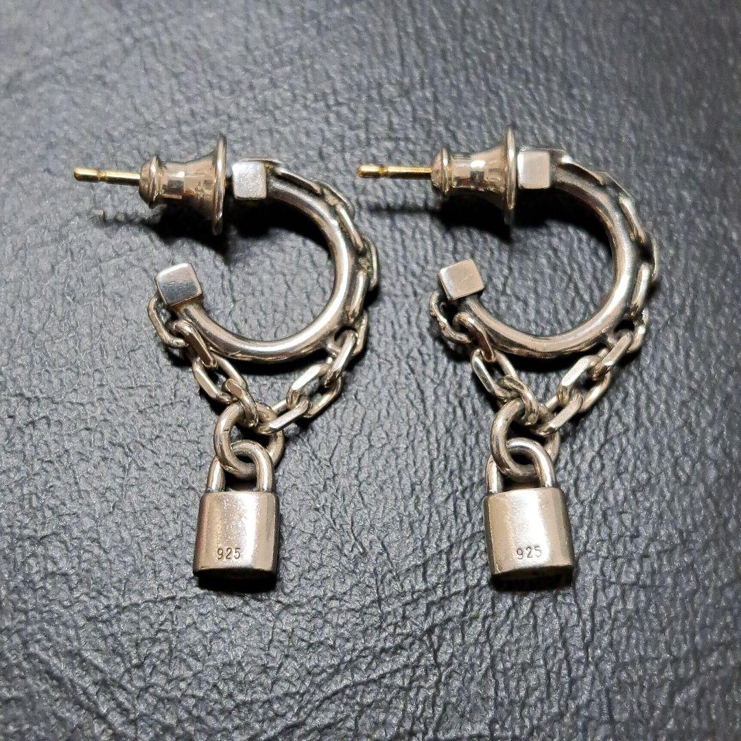 美品 ジャスティンデイビス ピアス パドロック 925 K18 コンビ 南京錠