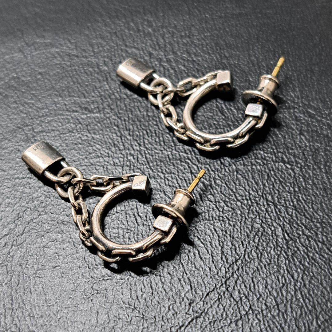 美品 ジャスティンデイビス ピアス パドロック 925 K18 コンビ 南京錠