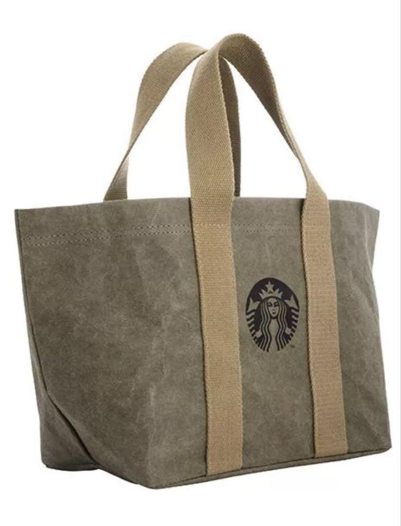 台湾 スタバ Starbucks ウォッシュドクラフト紙 トートバッグ 追跡可☆台湾スタバ☆ウォッシュクラフト紙 トートバッグ グレー