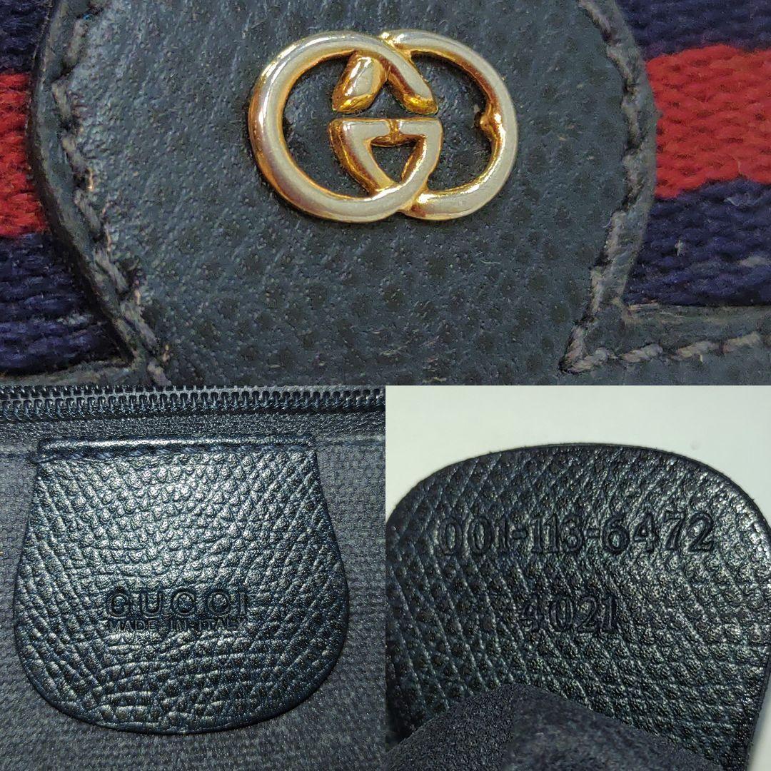 グッチ ショルダーバッグ レザー×PVC GG柄 シェリーライン ネイビー