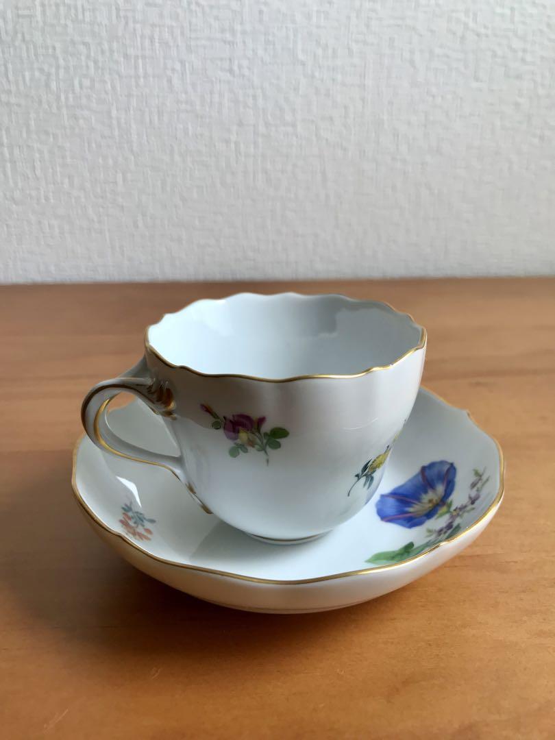 【未使用に近い】マイセンMeisenデミタスカップ 花柄2客セット
