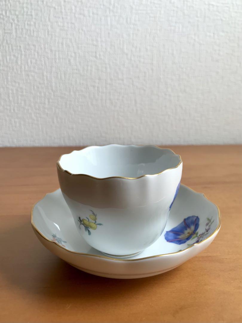 【未使用に近い】マイセンMeisenデミタスカップ 花柄2客セット