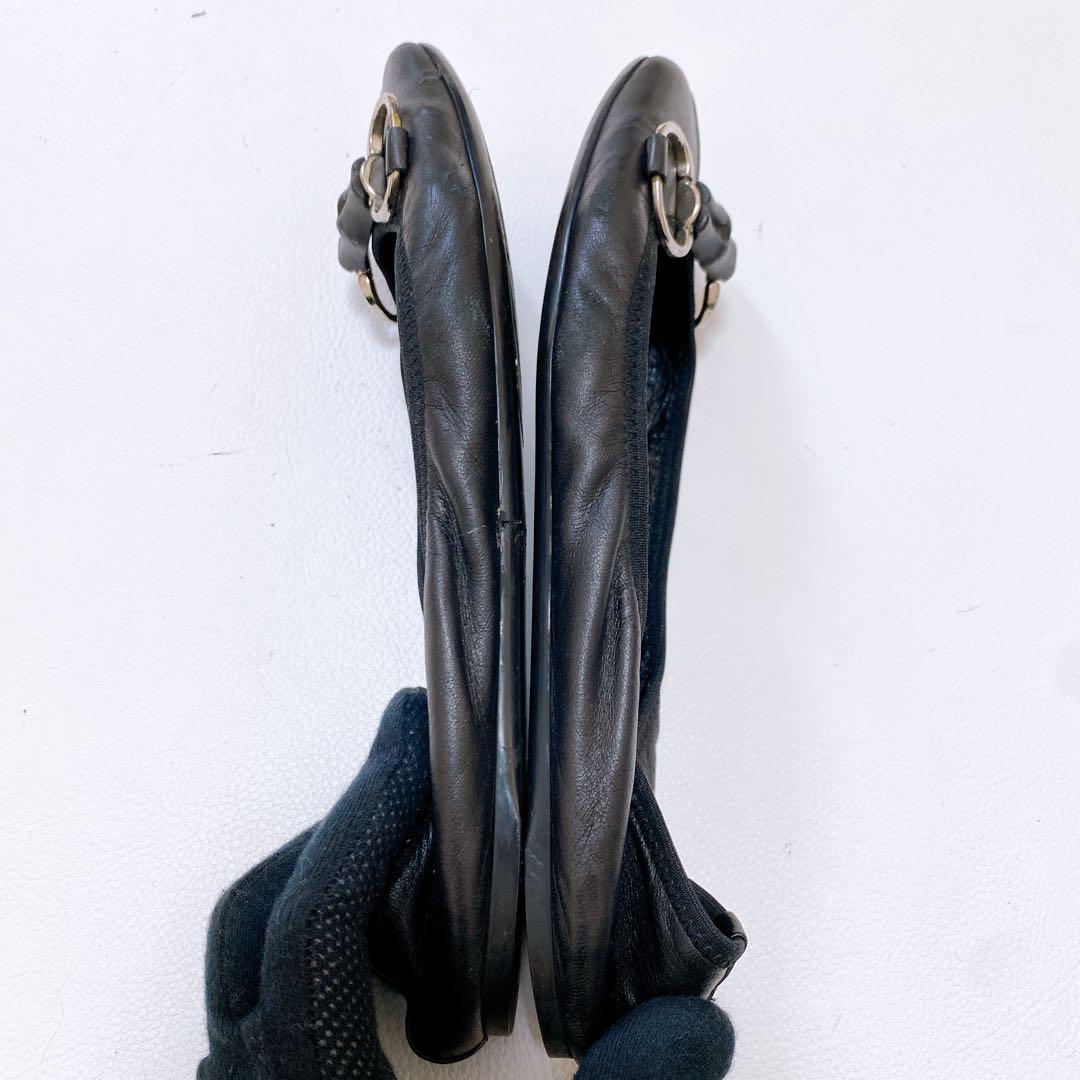美品 GUCCI グッチ ホースビット レザー フラットシューズ
