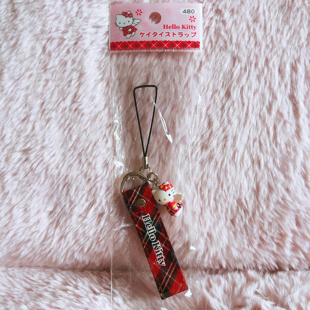 早い者勝ち 希少レア ハローキティ エンジェル ストラップ チェック 2002 キーホルダー・アクリルキーホルダー