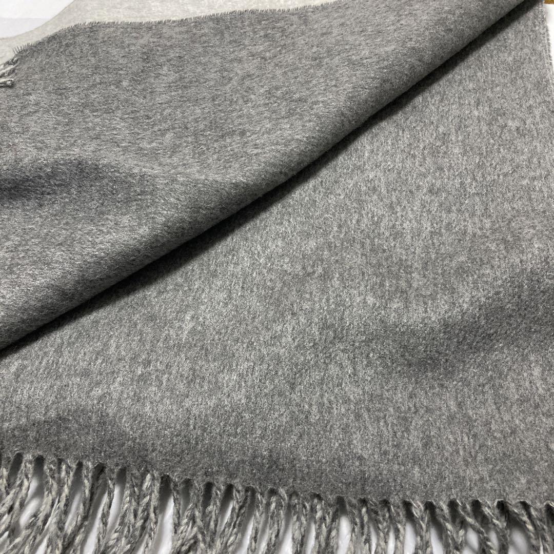 極美品 ジョンストンズ カシミヤ100％ 大判ストール ダブルフェイス グレー