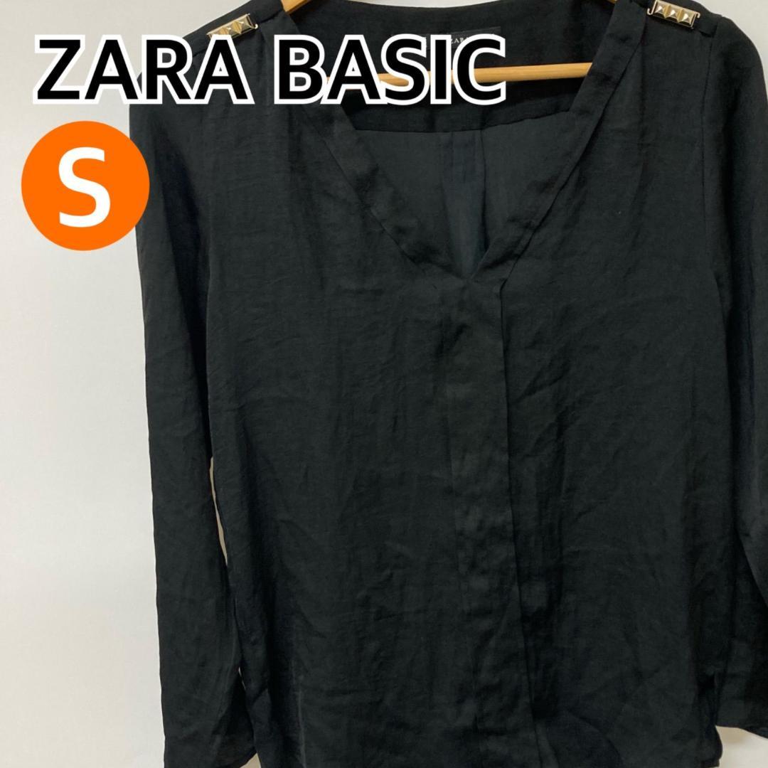 ZARA BASIC シャツ ブラウス トップス ブラック S【CT1230】