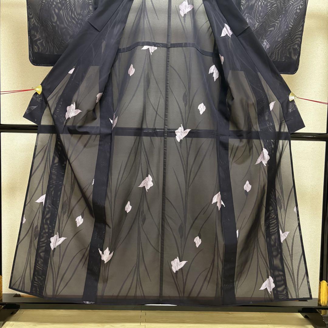 ✨ 新商品 【 夏着物 紗 】身丈151cm 花文様 紫紺色 単衣 正絹 432 ✨ 新商品 【 夏着物 紗 】身丈151cm 花文様 紫紺色 単衣 正絹
