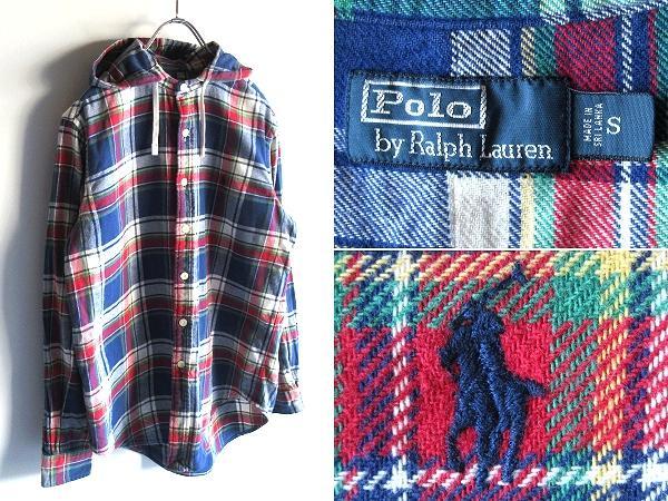 豪華ラッピング無料 ラルフローレン ポロポニーロゴ刺繍 チェック フードネルシャツ トップス
