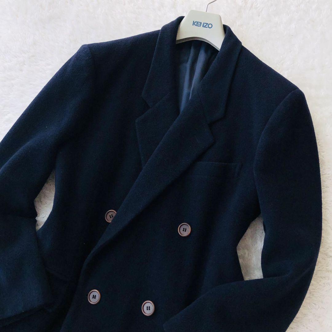 アルパカ混◎Christian Dior コート ダブル Lサイズ ネイビー 紺