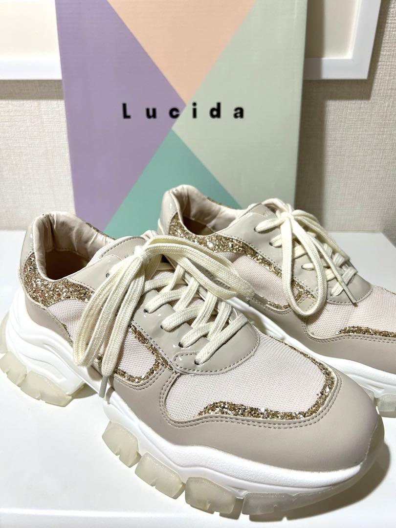 新品★Lucidaルシーダ★24cmグリッタースニーカーキラキララメベージュ 最終値下☆Lucidaルシーダ☆24cmグリッターベージュスニーカー