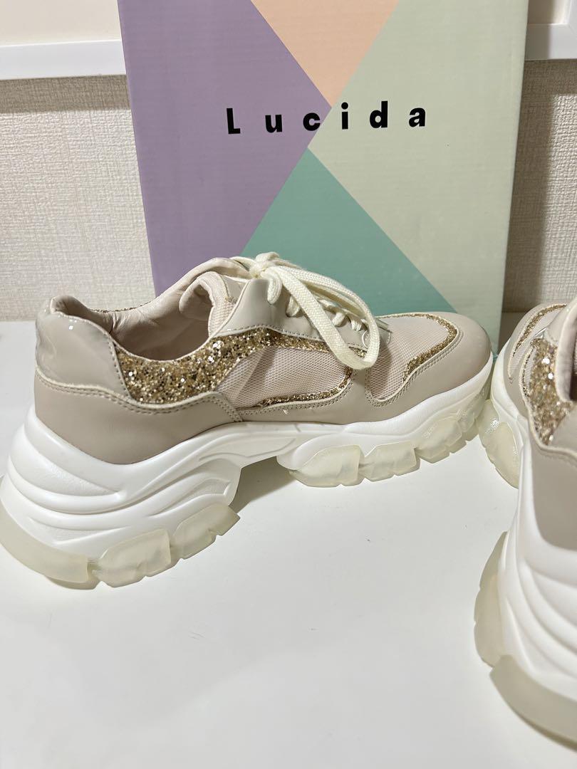 新品★Lucidaルシーダ★24cmグリッタースニーカーキラキララメベージュ 最終値下☆Lucidaルシーダ☆24cmグリッターベージュスニーカー