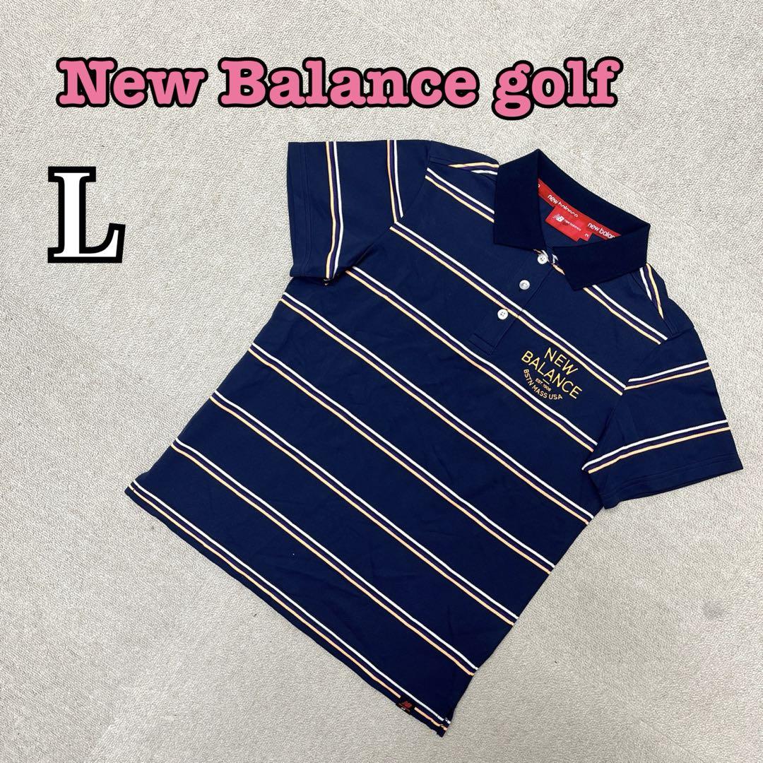 ★中古品★ New Balance Golf ポロシャツ　半袖　ボーダー