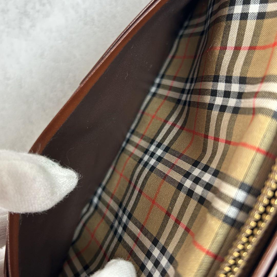 BURBERRY バーバリー レザー ノバチェック 長財布 茶色 メンズ