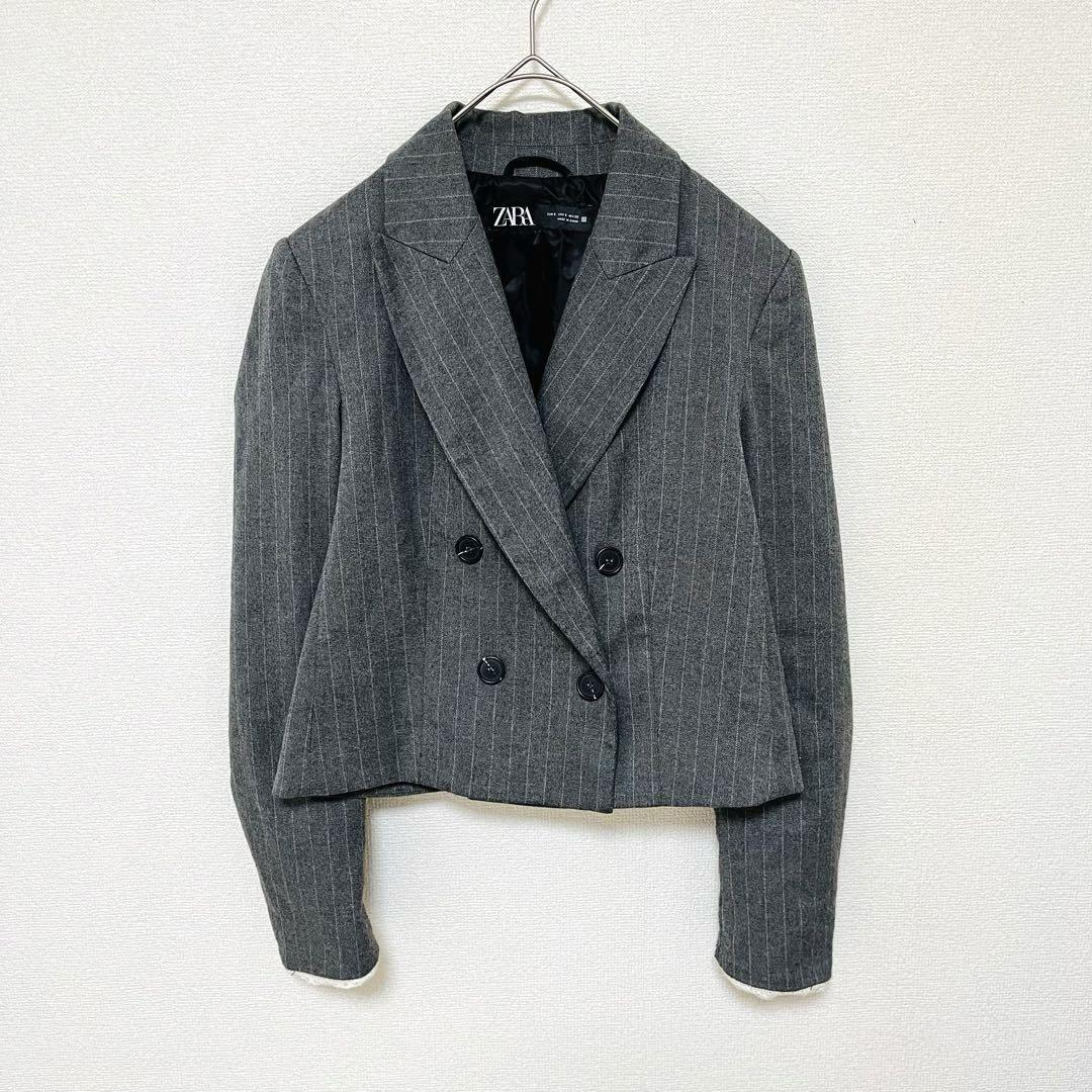 ザラ ZARA テーラードジャケット 【S】 ダブルボタン ストライプ