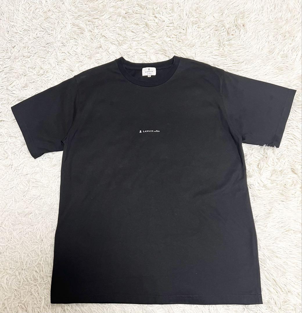 ランバンオンブルー ロゴtシャツ メンズ ブラック