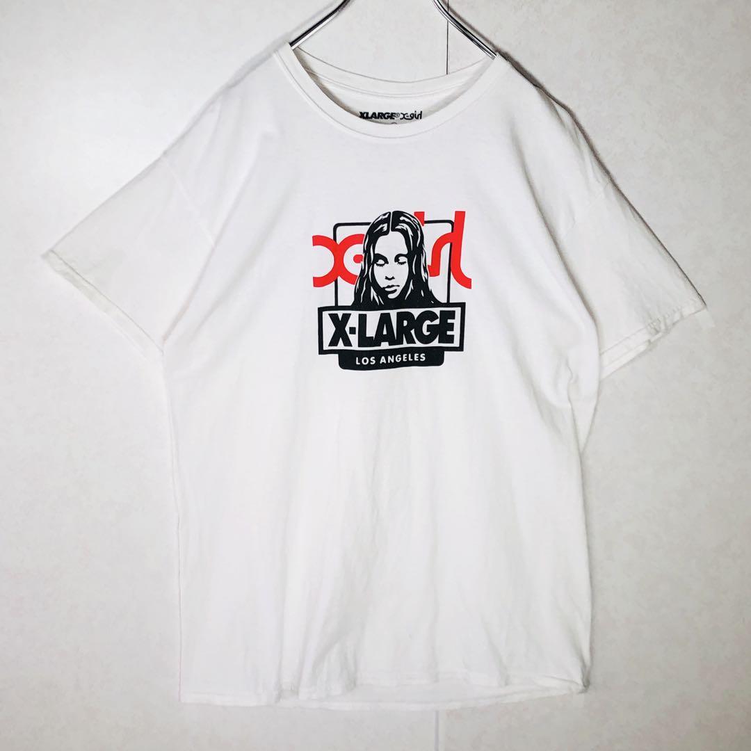【人気コラボ】エクストララージ エックスガール デカロゴ 半袖Tシャツ L 白 人気コラボ】エクストララージ エックスガール デカロゴ 半袖T