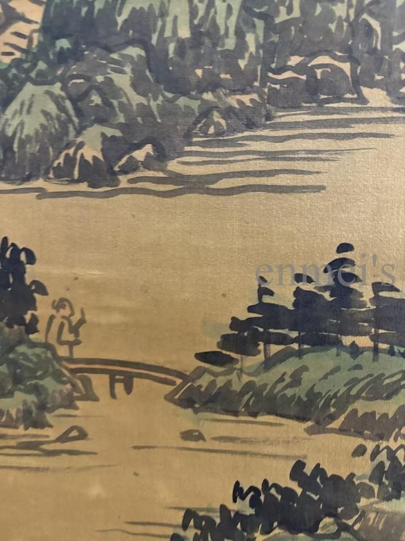 中国古美術 近時代 王鑑 水墨画 山水風景 巻物三尺 絹本 掛け軸 唐物 肉筆 中国古美術 近時代 王鑑 水墨画 山水風景 巻物三尺 絹本 掛け軸 唐物 肉筆