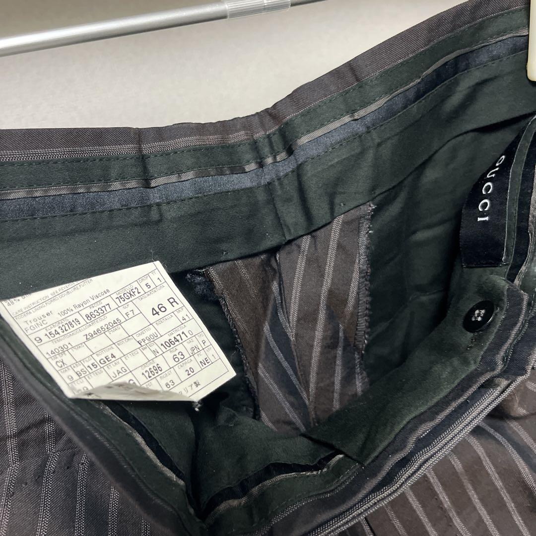 90s伊製GUCCIワイドスラックス綿×絹46ヴィンテージオールドグッチ