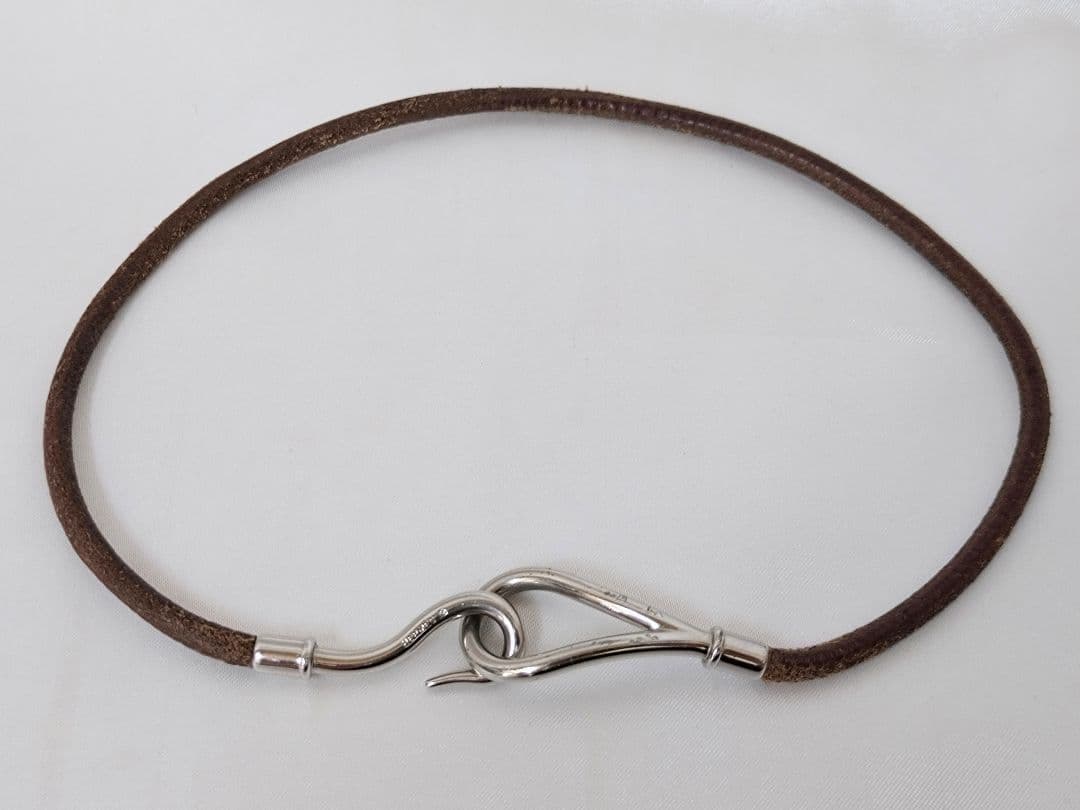 HERMES エルメス ジャンボ チョーカー ブレスレット ブラウン シルバー