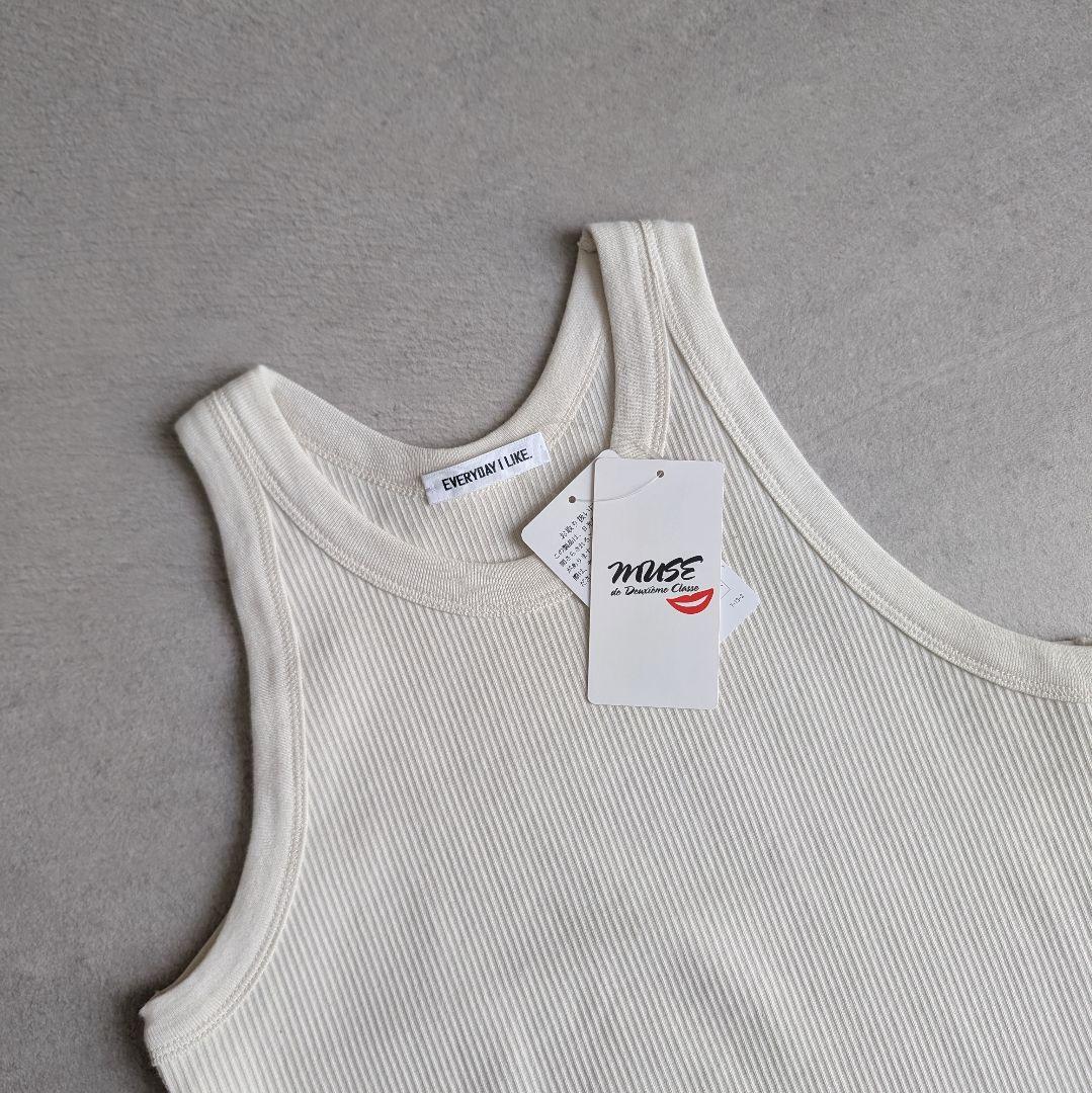 Deuxieme classe Co/Ca stretch Rib タンクトップ