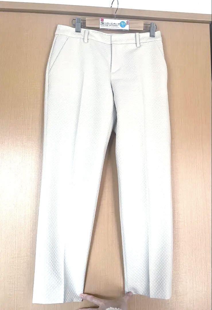 自由区　センタープレスパンツ　テーパード　白　36