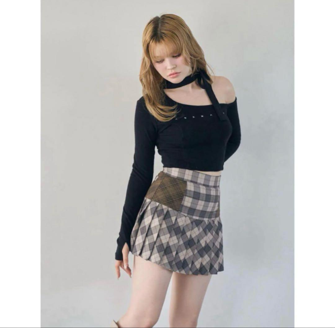 スカート Andmary Coco check pleats skirt