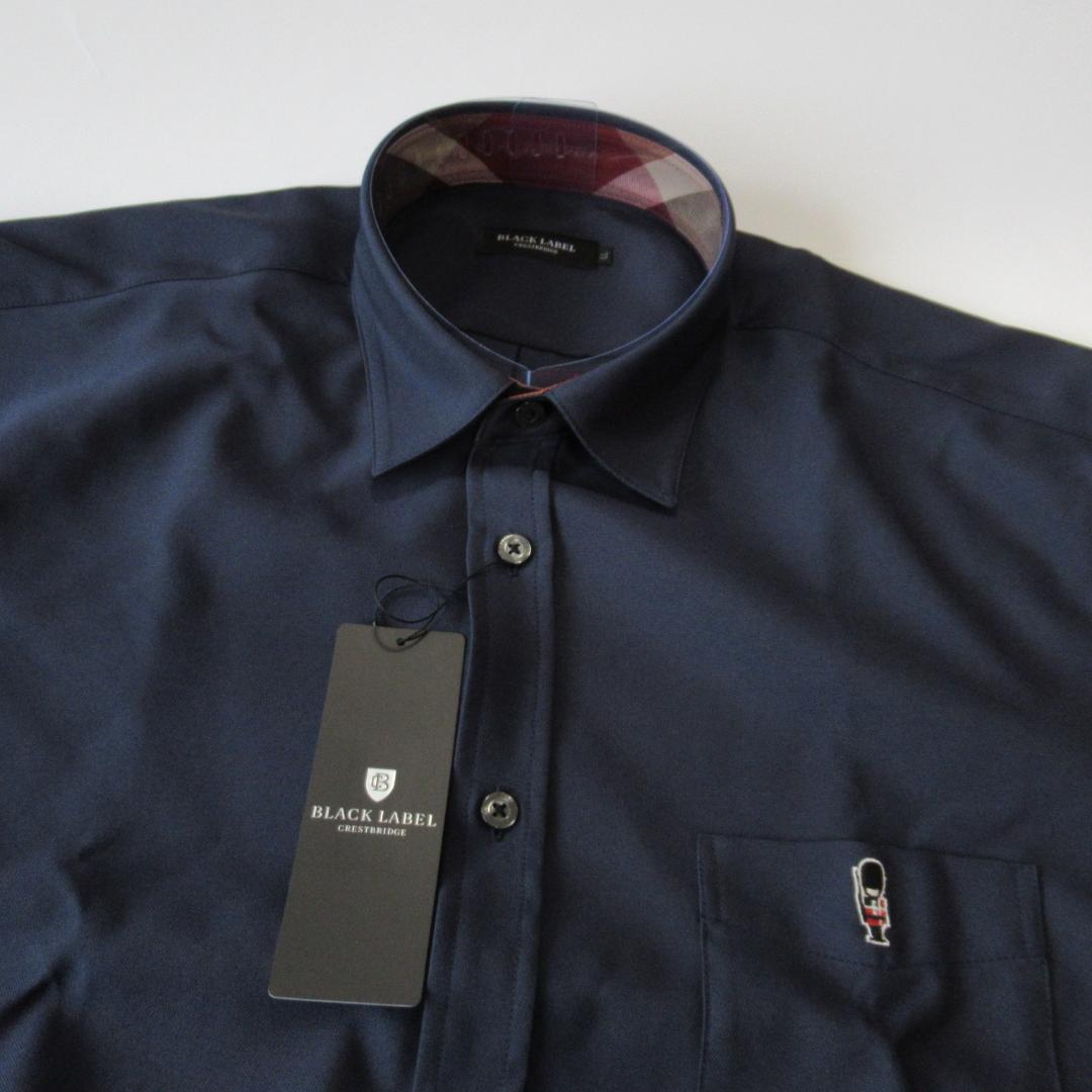 ブラックレーベルクレストブリッジ ネイビーオックスシャツ 半袖シャツ LLXL LL BLACK LABEL CRESTBRIDGE