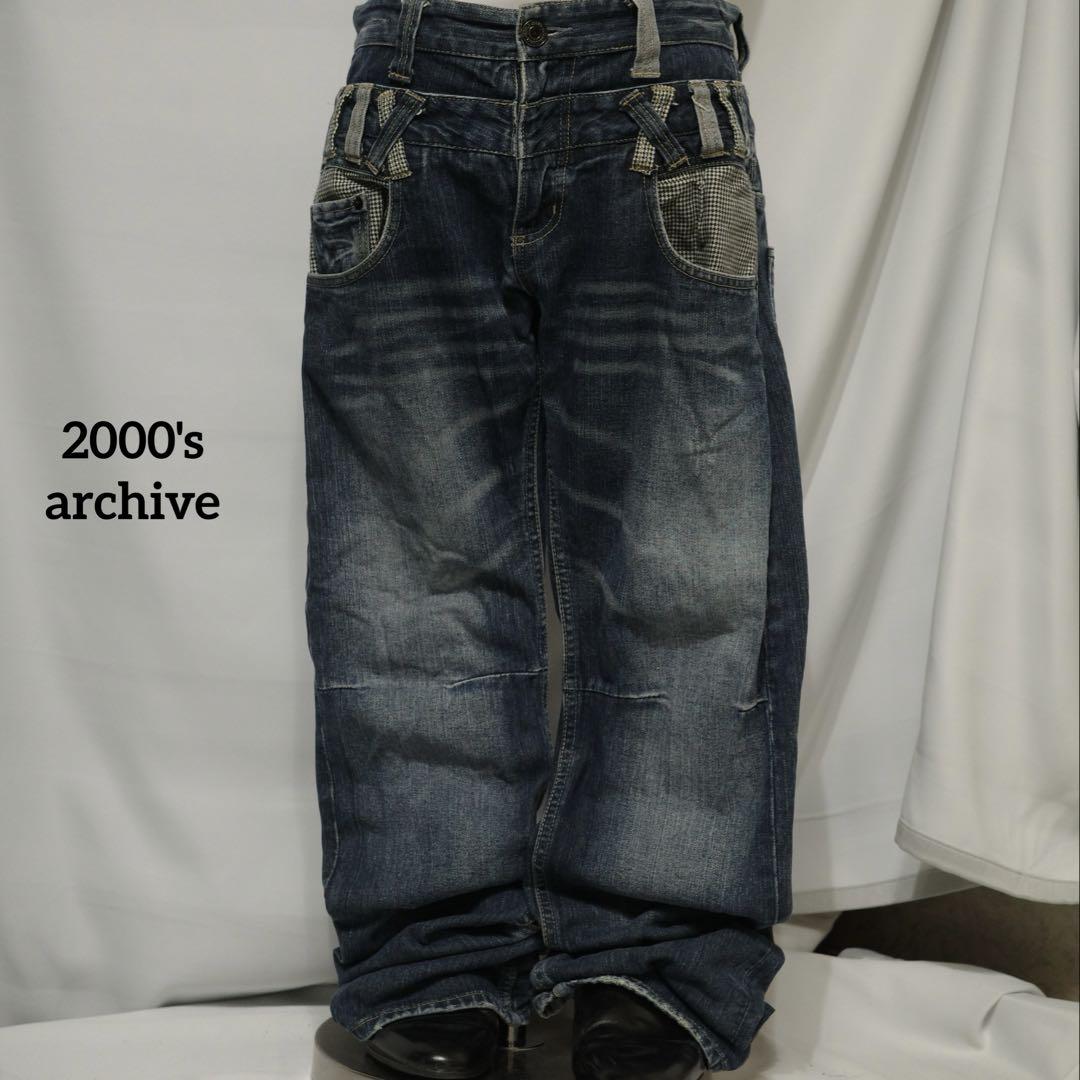 2000's archive explosion denim pants y2k - メルカリ